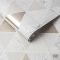 Szaro-beżowa tapeta w trójkąty marmur