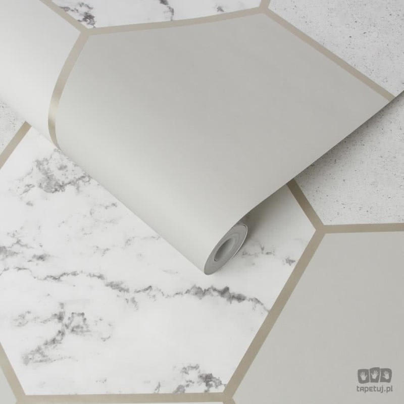 Tapeta wzór geometryczny marmur taupe