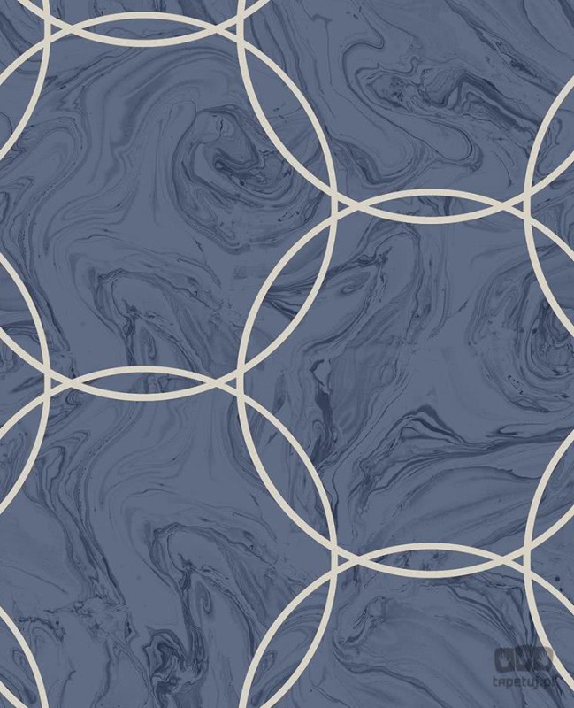 Granatowa tapeta wzór geometryczny marmur