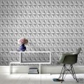 Tapeta w odcieniach bieli i szarości z motywem figur geometrycznych