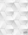 Matowa tapeta w odcieniach bieli z motywem geometrycznym i efektem 3D