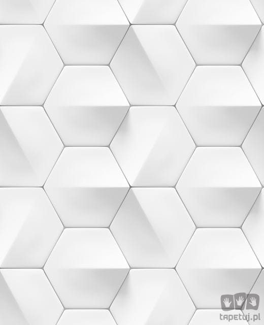 Matowa tapeta w odcieniach bieli z motywem geometrycznym i efektem 3D