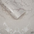 Biała tapeta na flizelinie w welurowy ornament adamaszek flock