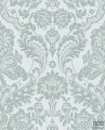 Srebrna tapeta na flizelinie w szary welurowy ornament flock