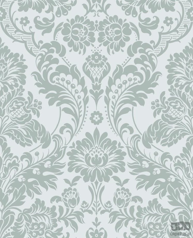 Srebrna tapeta na flizelinie w szary welurowy ornament flock