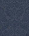 Niebieska tapeta na flizelinie w welurowy ornament flock