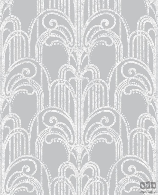 Srebrna tapeta na flizelinie wzór art deco