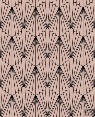 Błyszcząca tapeta na flizelinie w czarny wzór geometryczny art deco