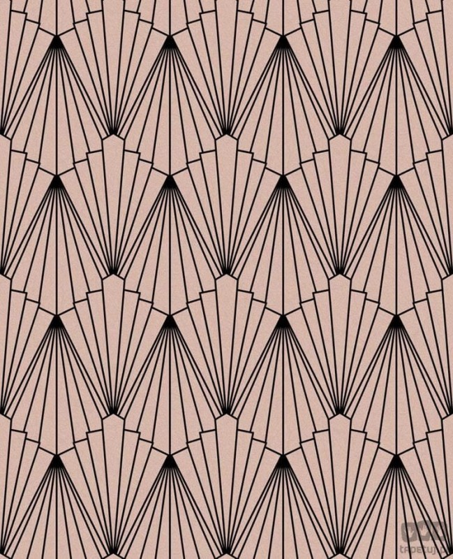 Błyszcząca tapeta na flizelinie w czarny wzór geometryczny art deco