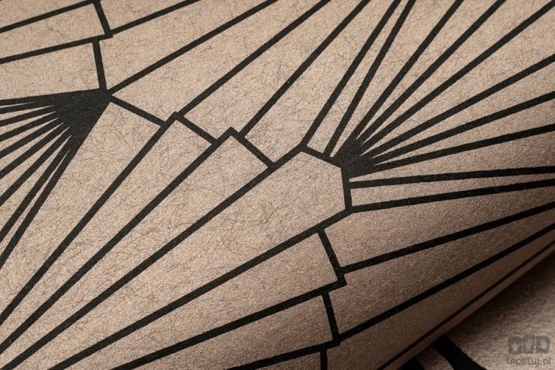 Błyszcząca tapeta na flizelinie w czarny wzór geometryczny art deco