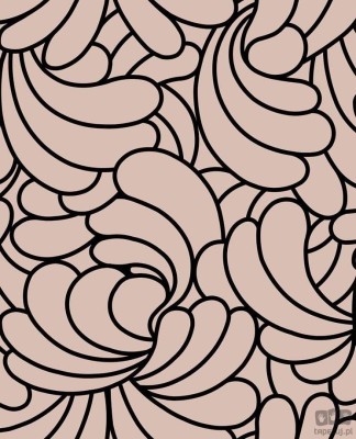 Różowo-złota tapeta na flizelinie w czarny wzór art deco liście