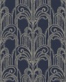 Granatowa tapeta w srebrny wzór art deco