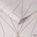Pudrowy róż tapeta z geometrycznym linearnym złotym akcentem