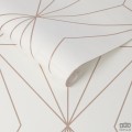 Biała tapeta z geometrycznym linearnym złotym akcentem