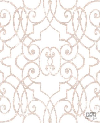 Perłowa tapeta na flizelinie w różowo-złoty wzór ornamenty