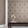 Tapeta na flizelinie w wzór geometryczny z połyskiem taupe