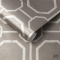 Tapeta na flizelinie w wzór geometryczny z połyskiem taupe