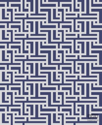 Granatowa tapeta na flizelinie w srebrny wzór geometryczny