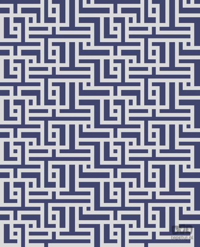 Granatowa tapeta na flizelinie w srebrny wzór geometryczny