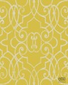 Żółta tapeta na flizelinie w srebrny wzór ornamenty glamour