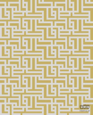 Tapeta na flizelinie wzór geometryczny labirynt żółty i srebro