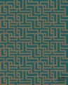 Tapeta na flizelinie w wzór geometryczny labirynt ciemny turkus i miedź