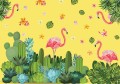Fototapeta Flamingi pośród kaktusów 11065