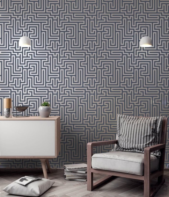 Tapeta papierowa z geometrycznym wzorem labirynt