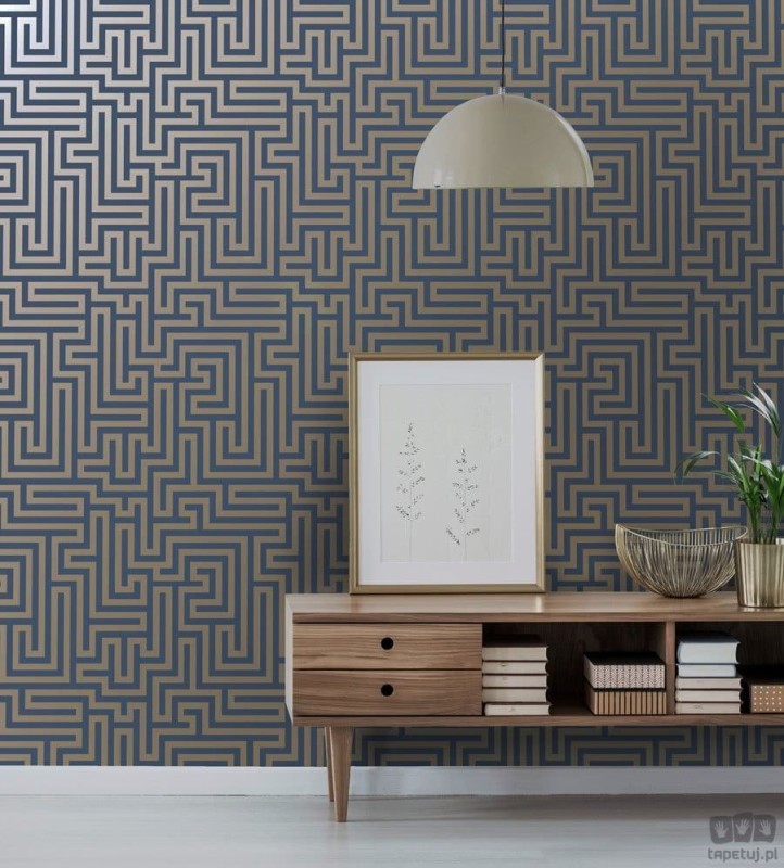 Tapeta papierowa z geometrycznym wzorem labirynt