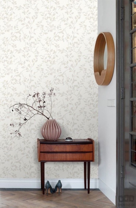 Tapeta na flizelinie wzór roślinny kremowy