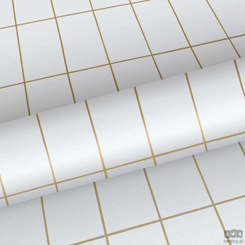 Biała tapeta w kratkę wzór geometryczny prostokąty