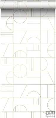 Biało złota tapeta w wzór geometryczny art deco