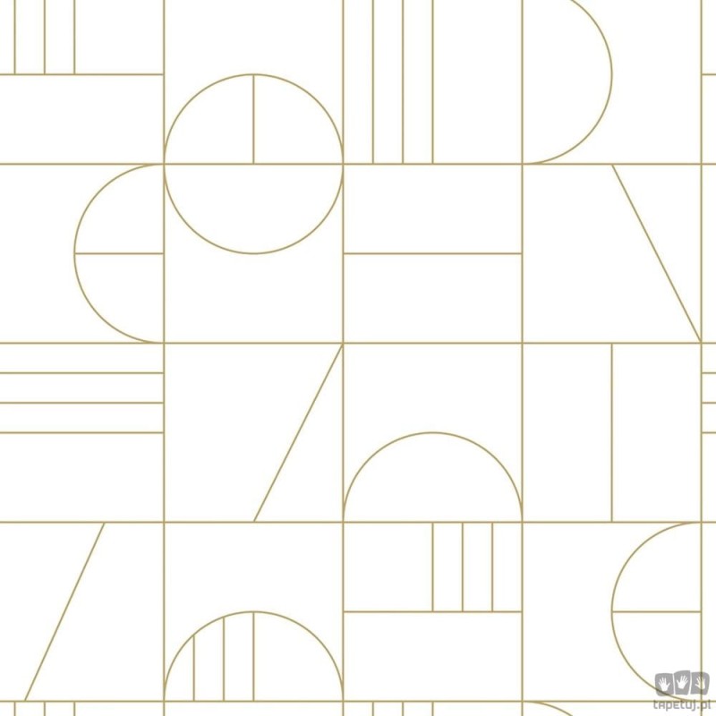 Biało złota tapeta w wzór geometryczny art deco