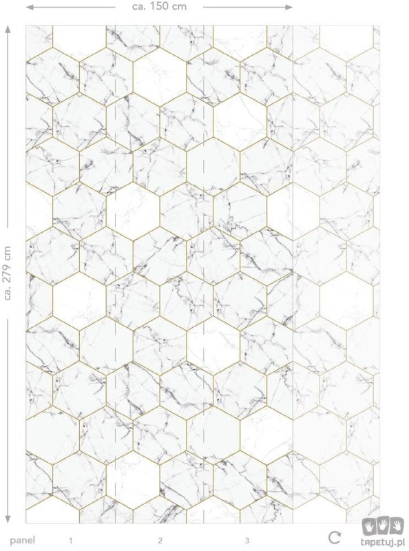 Fototapeta biały marmur wzór geometryczny flizelina