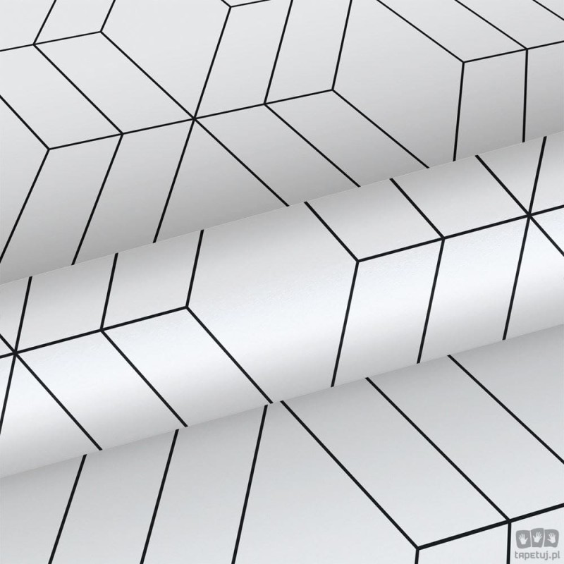 Tapeta czarno biała wzór geometryczny romby flizelina