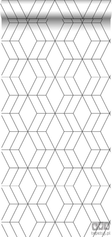 Tapeta czarno biała wzór geometryczny romby flizelina