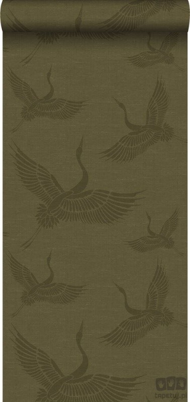 Tapeta ze wzorem ptaka w odcieniach khaki