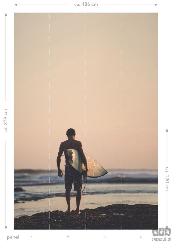 Fototapeta na flizelinie surfer na plaży wieczorem mural