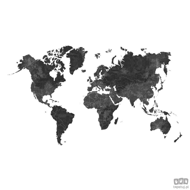 Fototapeta na flizelinie czarna mapa świata