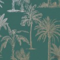 Zielona tapeta ze złotym wzorem palm