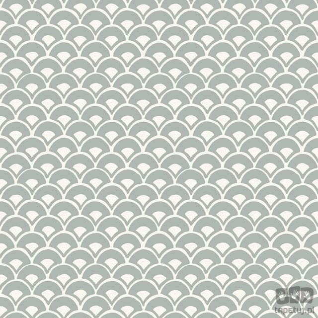 Szaro-biała tapeta ze wzorem geometrycznym łuski