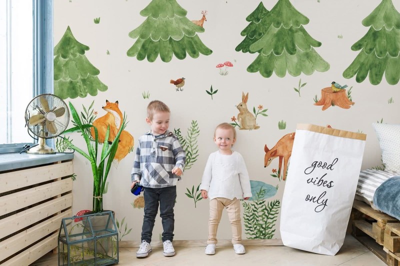 Fototapeta zwierzęta w lesie – akwarele 2