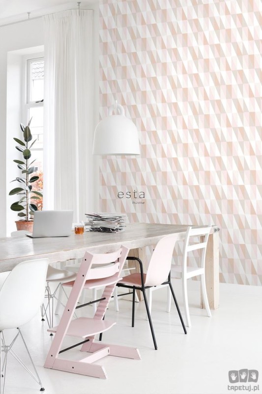 Tapeta wzór geometryczny pastelowe trójkąty flizelina