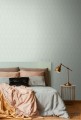 Miętowa zielona tapeta na flizelinie łuki art deco
