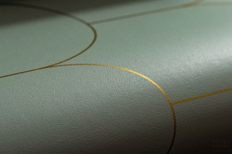 Miętowa zielona tapeta na flizelinie łuki art deco