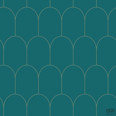 Turkusowa tapeta na flizelinie łuki art deco