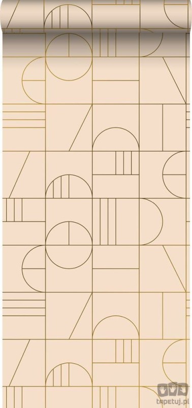 Tapeta wzór geometryczny kwadraty beżowa flizelina