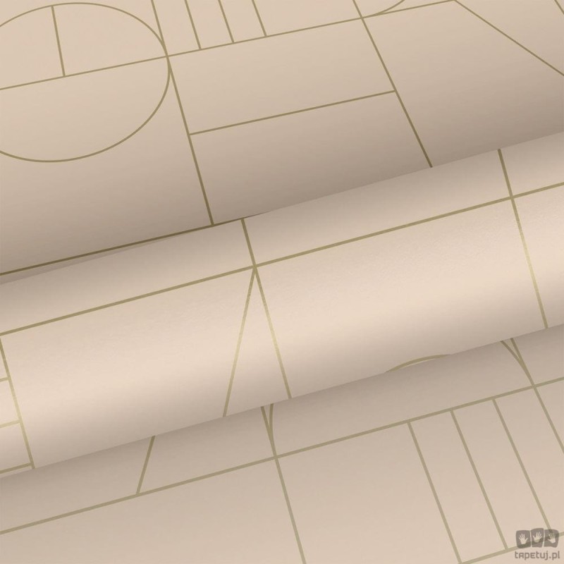 Tapeta wzór geometryczny kwadraty beżowa flizelina