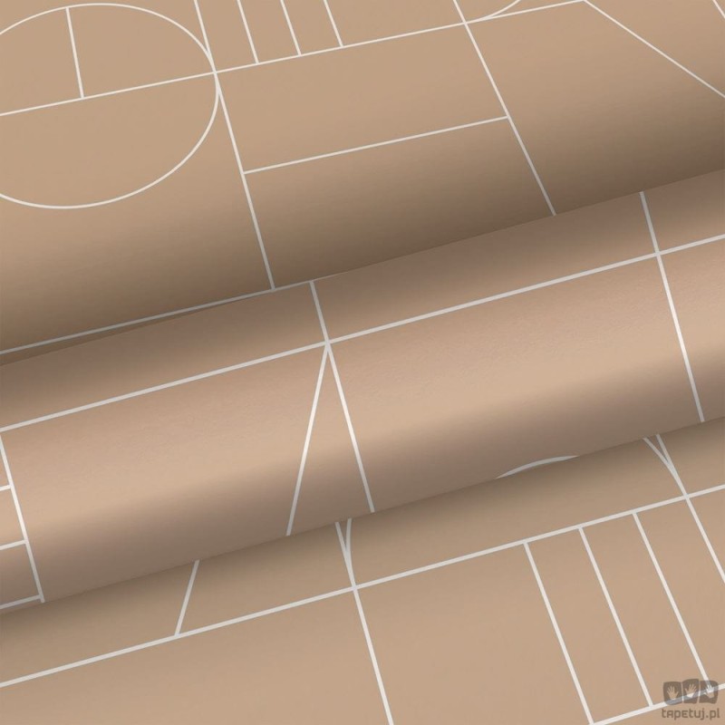Tapeta wzór geometryczny kwadraty beżowy flizelina
