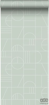 Tapeta wzór geometryczny kwadraty miętowa flizelina